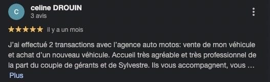 Avis google d'un client satisfait